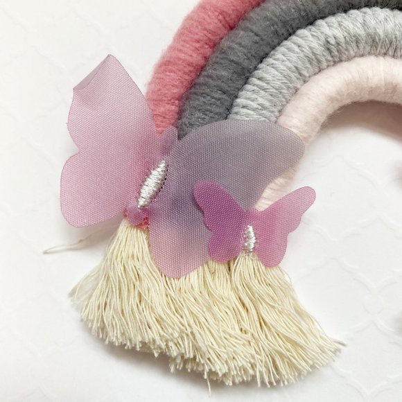 Macrame Rainbow Garland, Pom Pom Rainbow Garland, Yarn Macrame Mini Rainbows - Picture 6 of 6